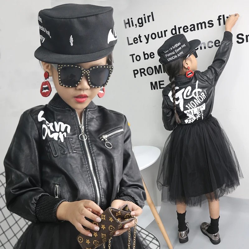 Детские мотоциклетные куртки унисекс коллекция 2019 года кожаные для девочек с