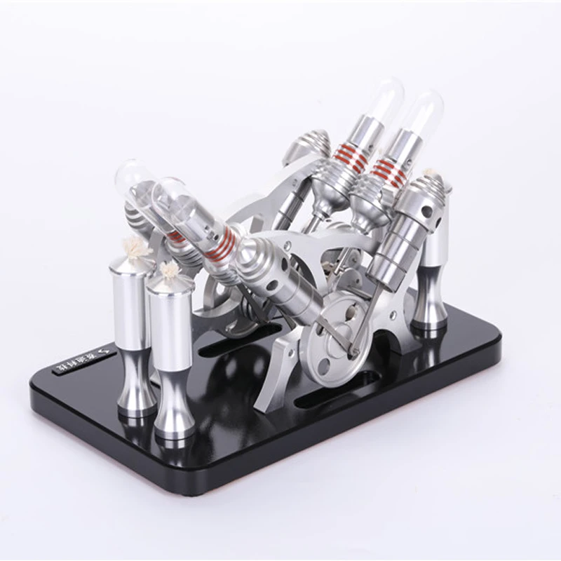 Фото Can be powered by V4 Sterling engine electric machine 4-cylinder Stirling model micro generator Can be powered by V4 Sterling engine electric machine 4-cylinder Stirling model micro generator