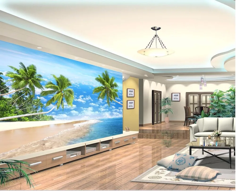 3d обои на заказ для фотосъемки красивый Пляжный Пейзаж фон стен улучшение дома
