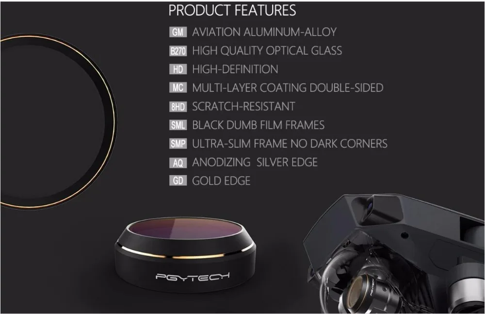 PGYTECH дополнительно DJI MAVIC PRO фильтр CPL UV ND4 ND8 ND16 аксессуары Mavic Pro фильтр объектива камеры