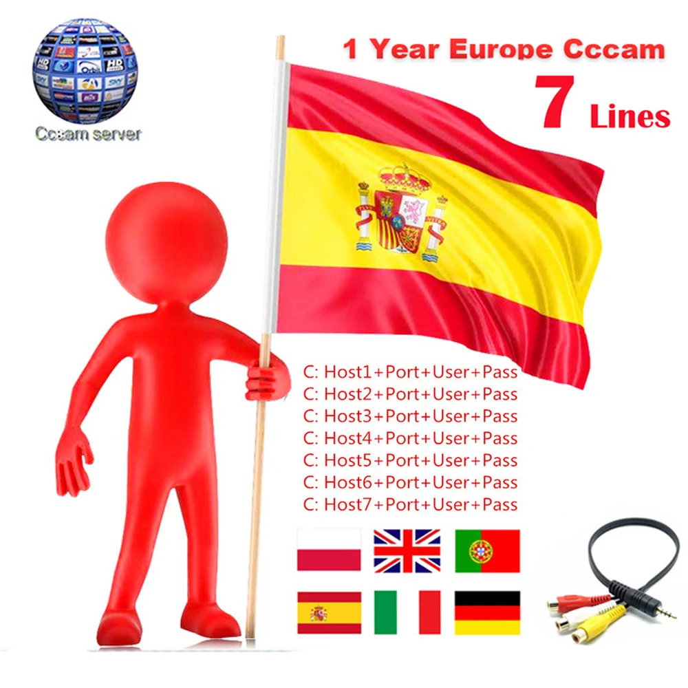 Cccam Europa 7Cline сервер 7 линий HD Италия Испания арабский Cline для Freesat V8 супер DVB-S2 спутниковый ресивер V8 Finder