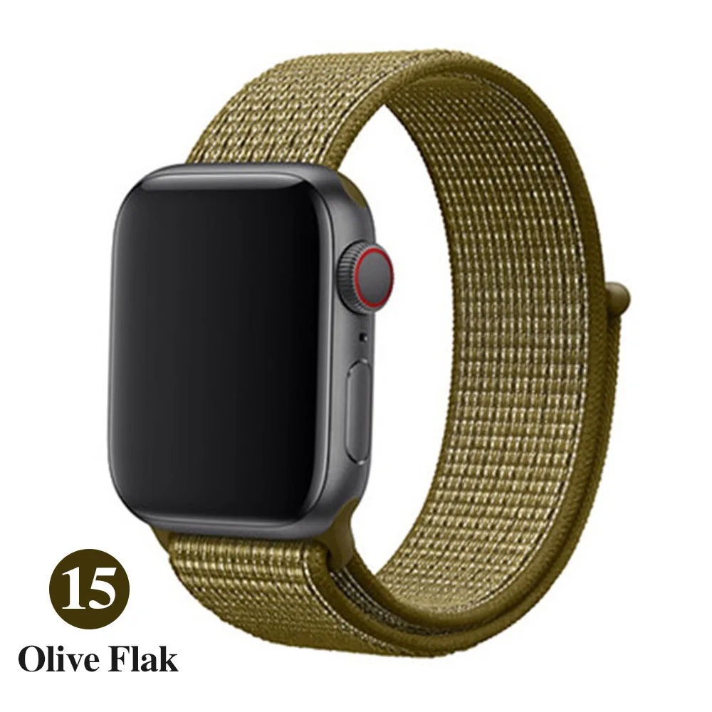 Тканый нейлоновый ремешок для apple Series 5, ремешок для часов 42 мм, 44 мм, 38 мм, 40 мм, спортивный нейлоновый браслет для iwatch 4/3/2/1 - Цвет ремешка: Olive Flak