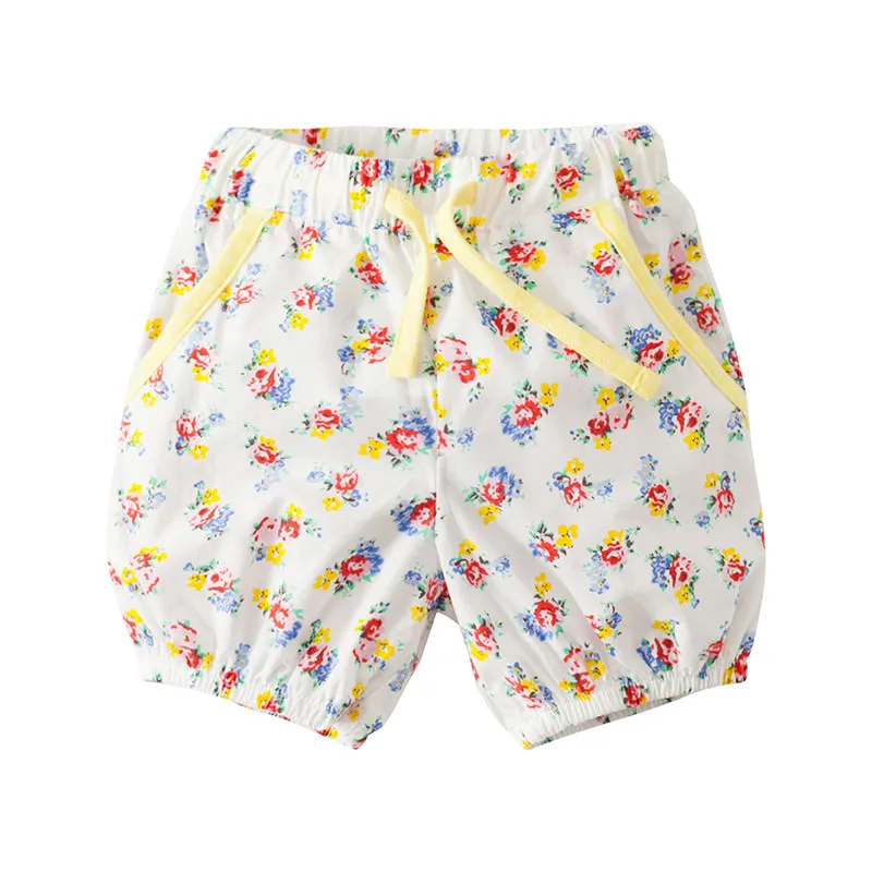 

Little Maven New Summer Kids Clothing Floral Printed Quality Cotton Knitted Drawstring Girls Casual Elastic Thin Waist Shorts