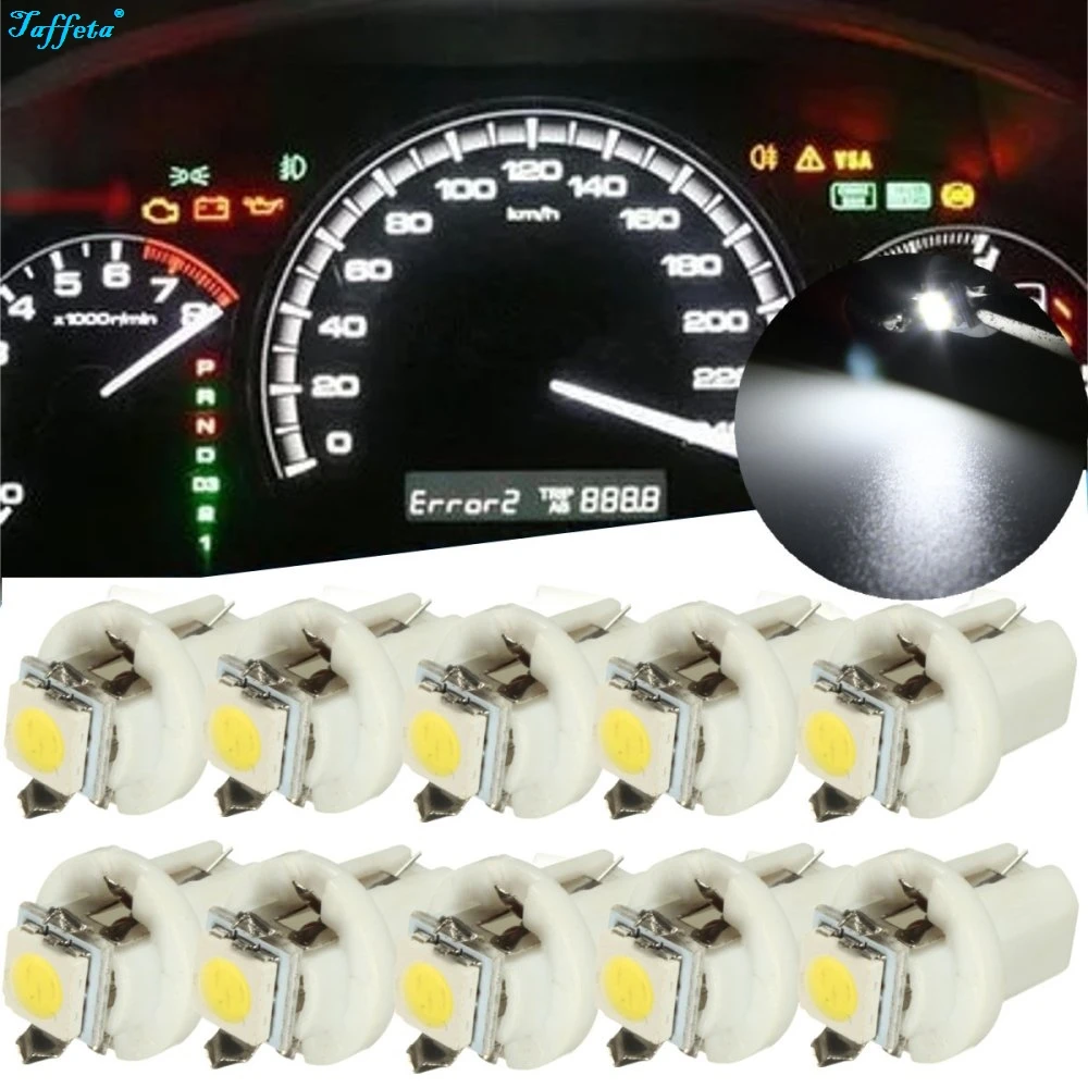 10 шт. белый авто T5 B8.5D 5050 1SMD светодиодный автомобильный внутренний измерительный