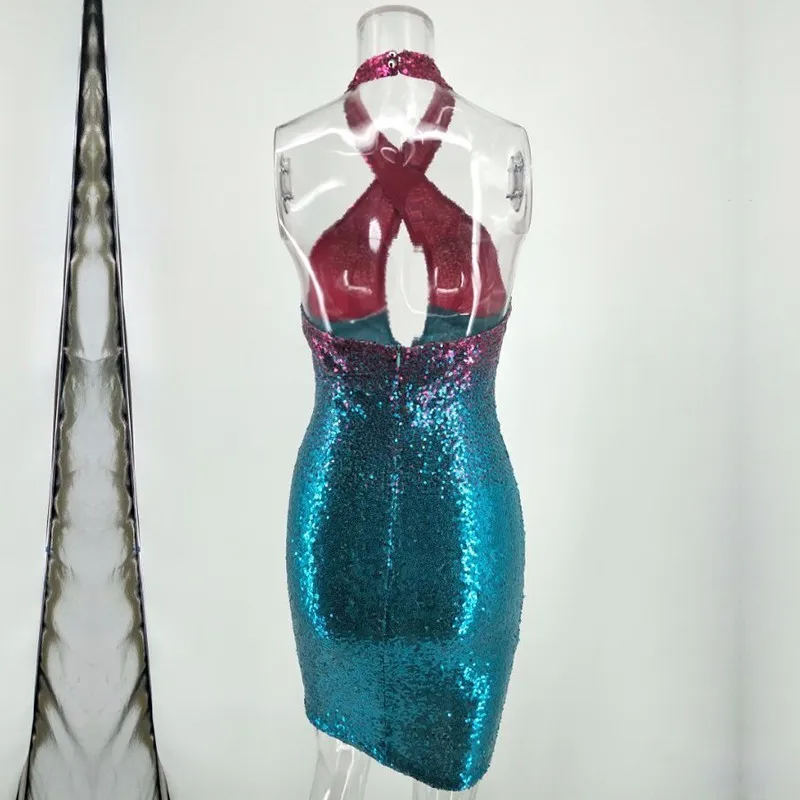 MUXU сексуальное Клубное короткое Радужное платье с блестками vestidos облегающее