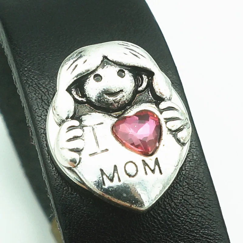 Модные красивые Стразы I love MOM 18 мм Металлические Кнопки для самостоятельного