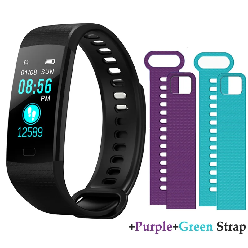 add 2 strap Y5 умный Браслет пульсометр Монитор артериального давления трекер фитнес-трекер Смарт-браслет водонепроницаемый смарт-часы Шагомер - Цвет: add 2 strap