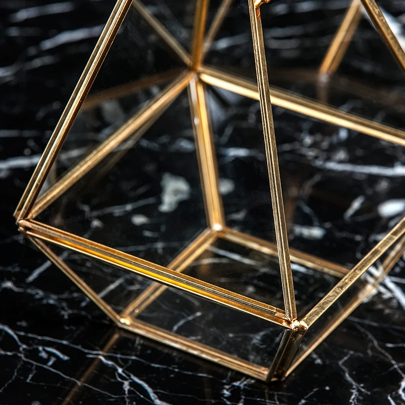 Geometric Shape Copper Frame Glass Box DIY Ornament Ring Holders Gift Wedding Engagement Birthday Party Decor Supplies | Дом и сад