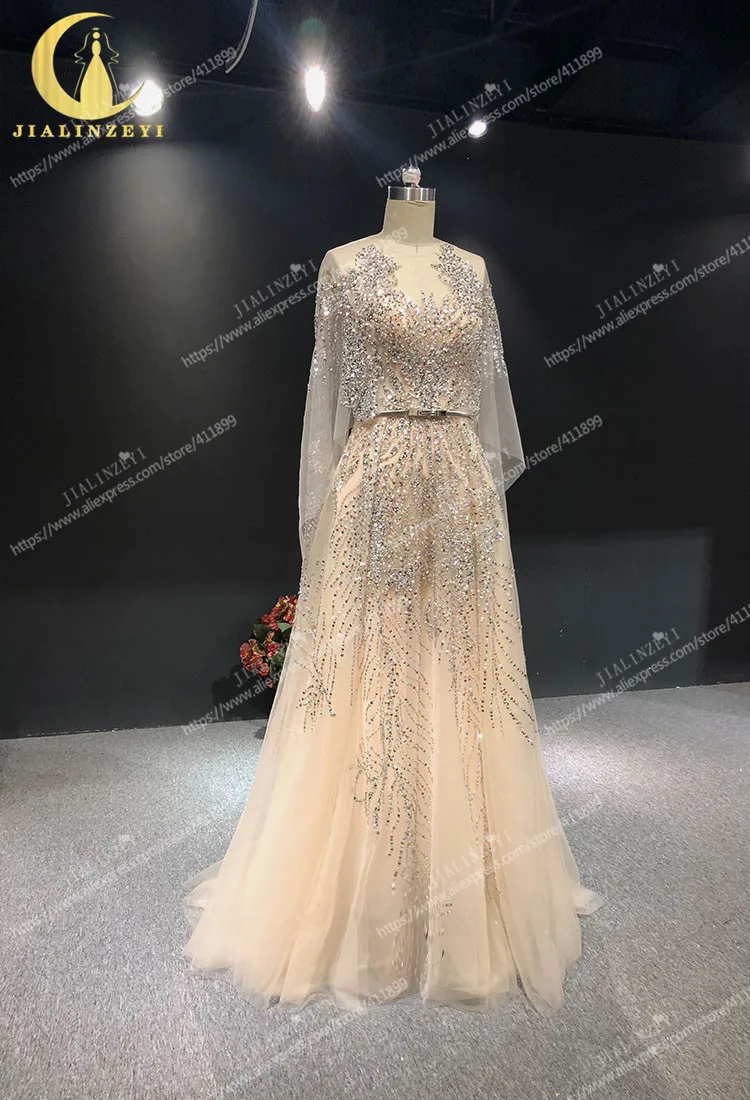 JIALINZEYI реальное изображение обнаженные Бусы Роскошные Elie saab вечерние платья