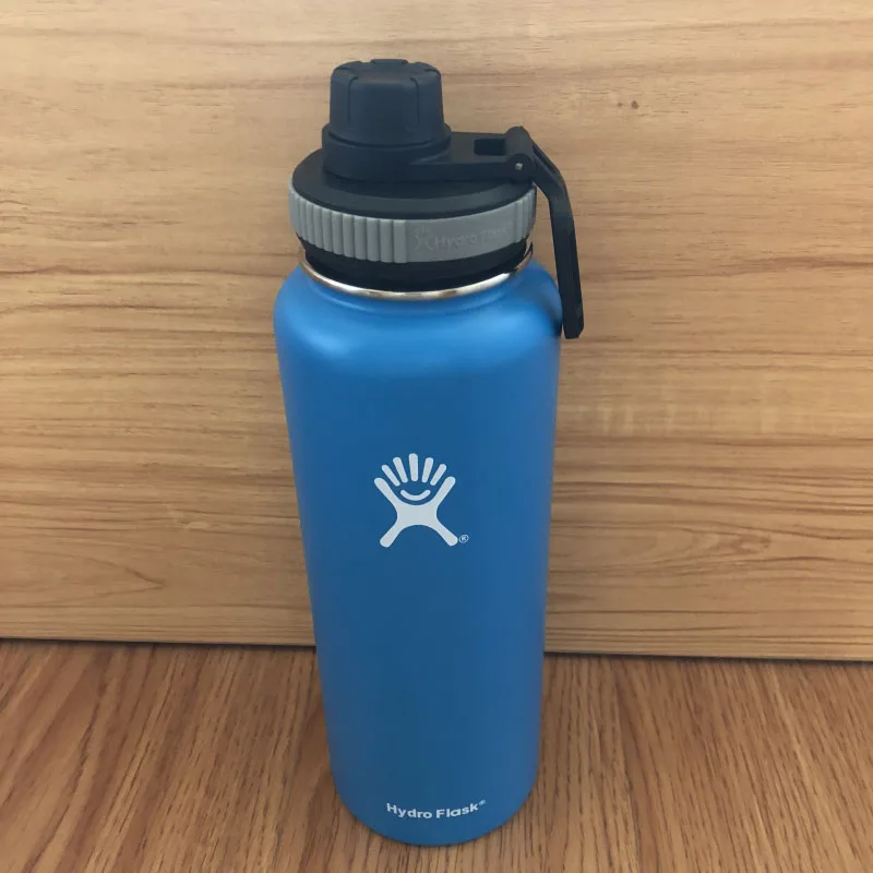 40oz Blue 32 унц./40 унц. Гидро теплоизолированная колба из нержавеющей стали Спорт Бутылочка с широким горлом с аэратор - Цвет: 40oz Blue