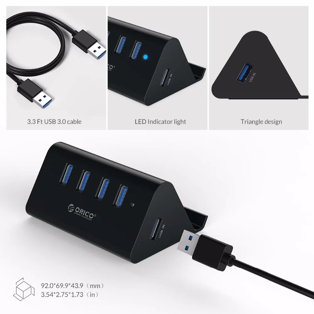 ORICO ABS 4 порта usb-хаб высокоскоростной 3,0 usb-хаб OTG разветвитель мульти хаб с держателем телефона планшета для ноутбука ПК