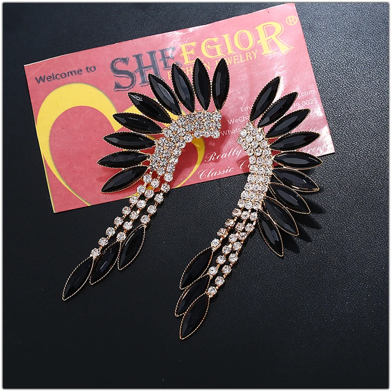 SHEEGIOR Boho кристалл, Длинная кисточка серьги для Для женщин Модные украшения Прекрасные Стразы Золотые Серьги с большой подвеской Bijoux Femme(украшения своими руками) подарки