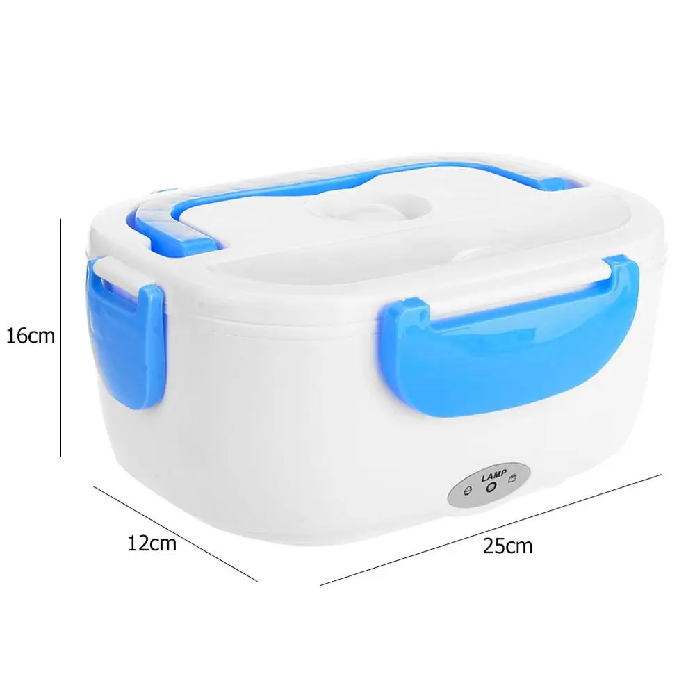 EU Plug220V 40W Blue 110/220 В/Автомобильная вилка, портативный Электрический нагревательный Ланч-бокс, подогреватель пищи, контейнер для риса для дома, автомобиля, 4 пряжки, наборы посуды - Цвет: EU Plug220V 40W Blue
