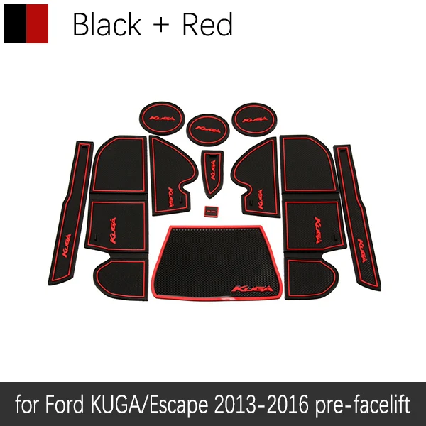 Противоскользящие ворота Слот коврик резиновая подставка для Ford KUGA 2013 Ford Escape MK2 pre-facelift аксессуары наклейки для автомобиля - Название цвета: Красный