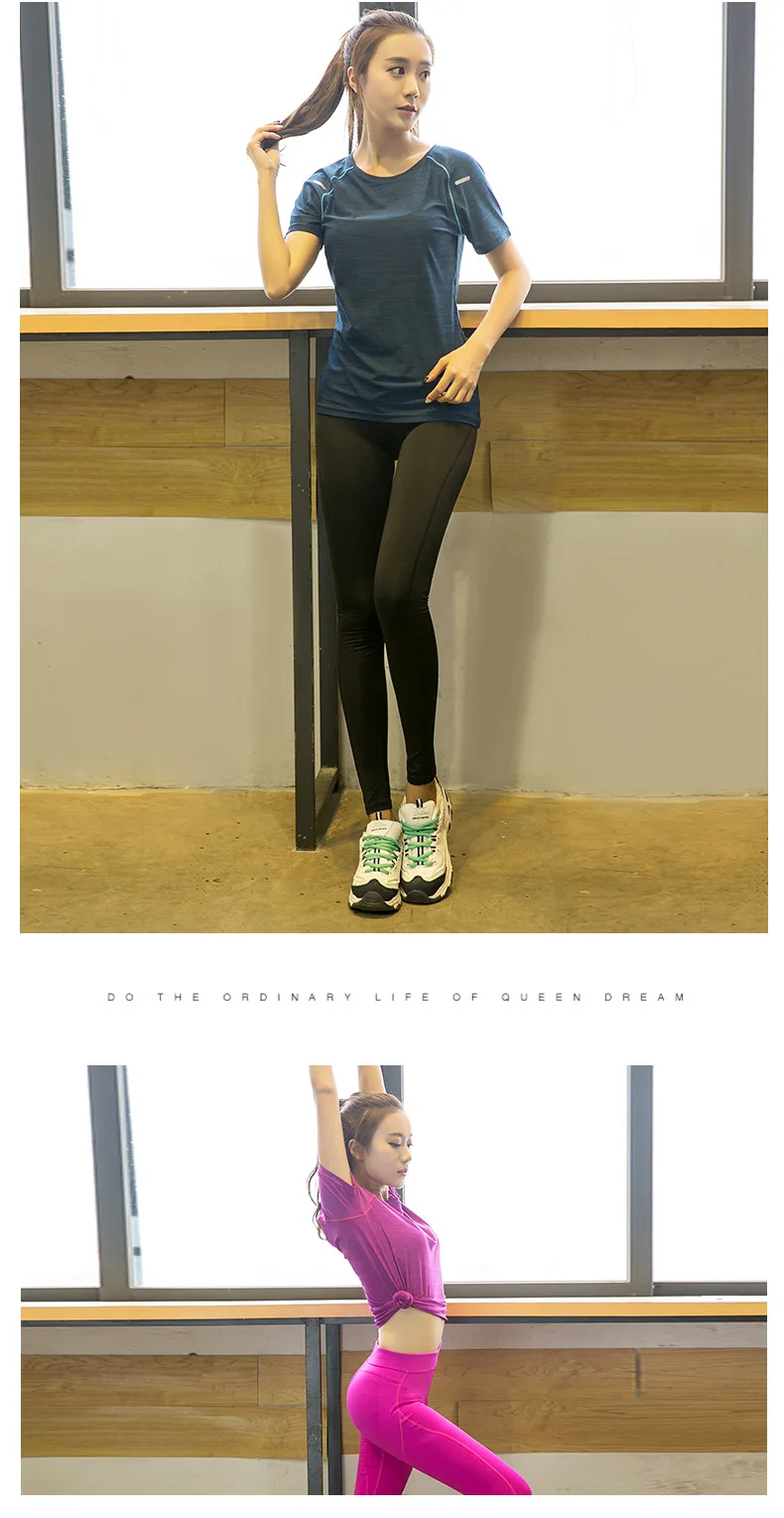 Large Size Yoga Shirts Women Reflective Short Sleeve Jogging Sports T-shirt Workout Tops Quick Dry Elastic Gym Fitness Top 4xl