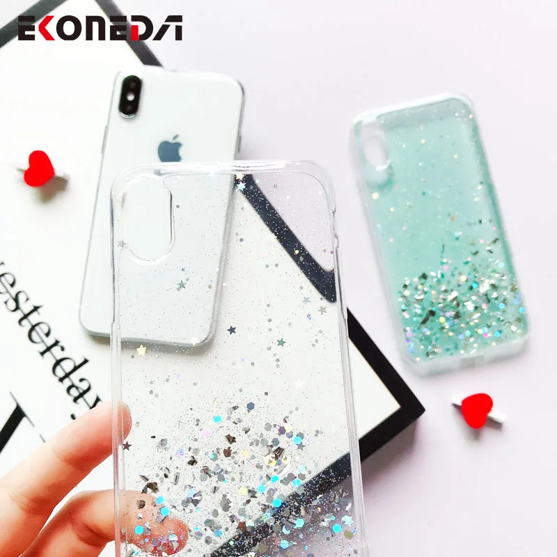 EKONEDA кристально прозрачный чехол для iPhone X 11 Блестящий силиконовый девушек 6S 6 7 8