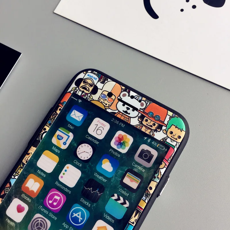Рельефный чехол Luffy для iPhone 7 plus + Передняя пленка из закаленного стекла 8 6 6s чехлы