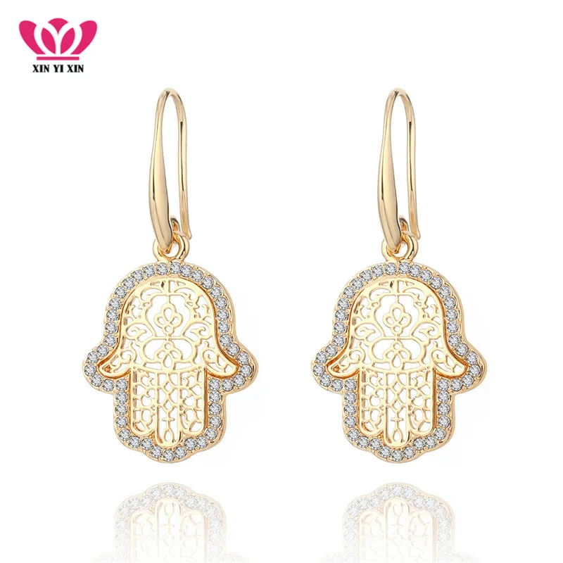 

2020 New Crystal Hand Evil Eye Hollow Drop Earrings Gold/Color European Style Dangle Earring For Femme Pendientes Dropshipping