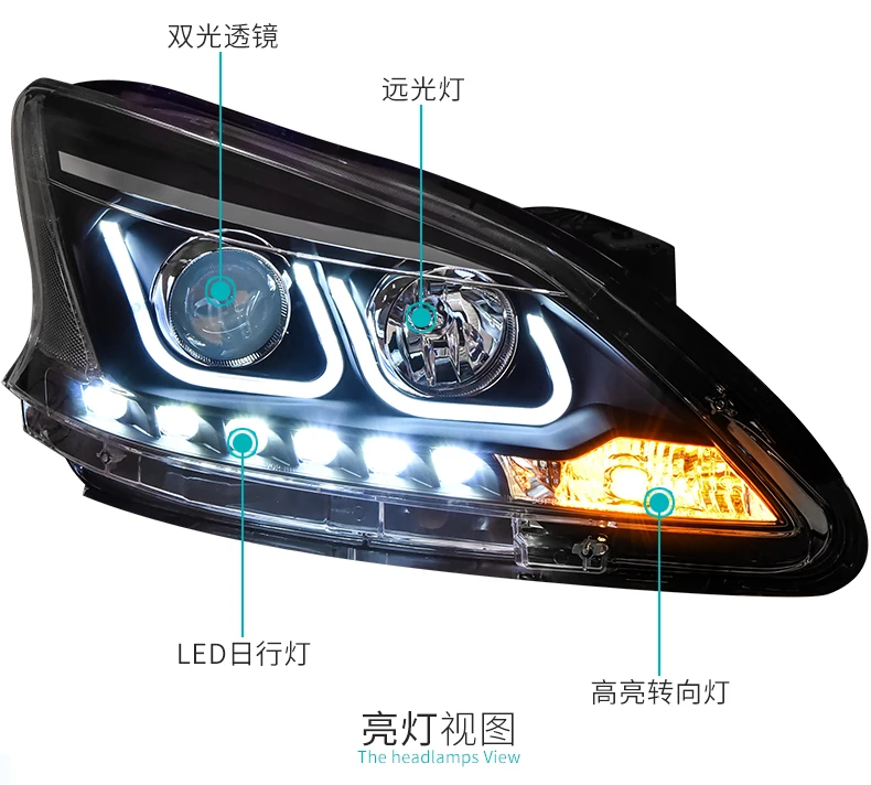 AKD автомобильный Стайлинг Головной фонарь для Sylphy фары 2012 Sentra светодиодный фонарь DRL Hid опция Головной фонарь Ангел глаз луч аксессуары