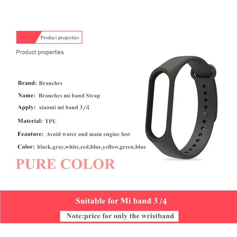 Mi Band 4 3 силиконовый однотонный ремешок для xiaomi mi band 4 3 сменный браслет на запястье ремешки mi band 4 mi Band 3 ремешки