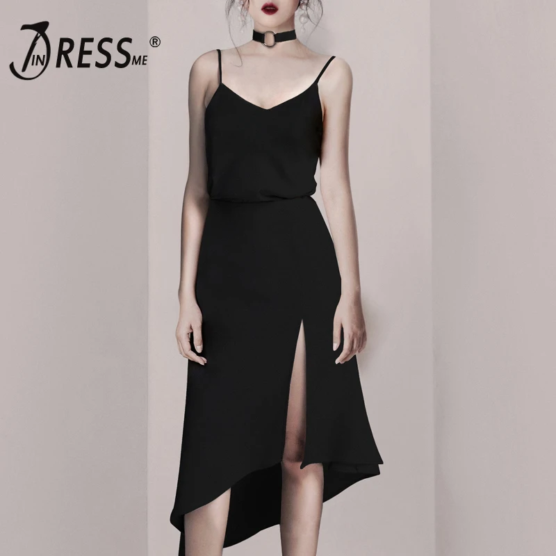 INDRESSME 2019 Новое Сексуальное Платье на тонких бретельках с v-образным вырезом
