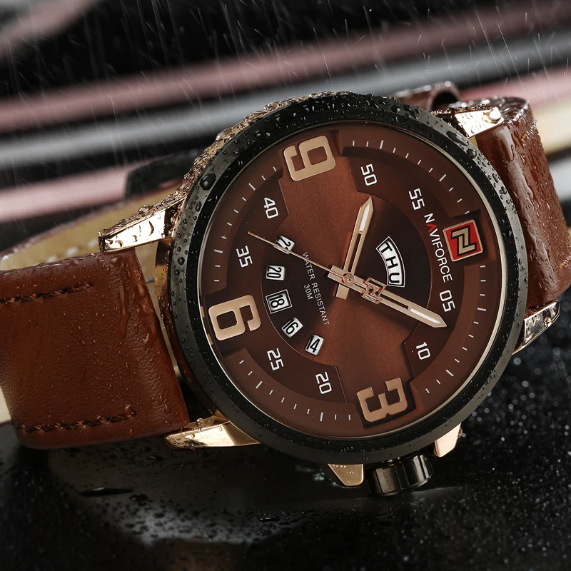 2016 NAVIFORCE Brand Analog Quartz Watch Men Waterproof Fashion Casual Sports Watches Man Leather Wristwatches Relogio Masculino | Наручные
