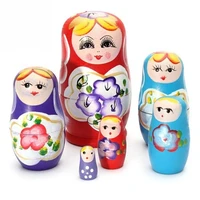 5pcs novelty russian nesting wooden matryoshka doll set hand painted decor russian nesting dolls baby toy girl doll wholesale
