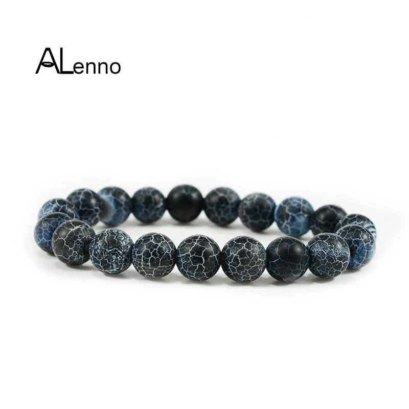 ALenno 10 мм с Молниеносным узором естественное выветривание агата черный камень
