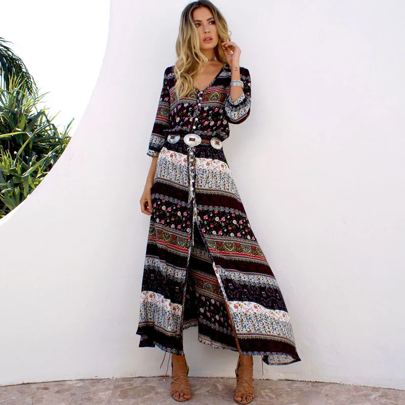 Женское платье туника с длинным рукавом большого размера|maxi dress|bohemian dressmaxi dresses long
