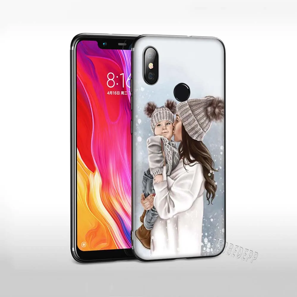 WEBBEDEPP Black Brown Hair Baby Mom Gir TPU Cover for Huawei P10 P20 P30 Lite Pro Mate 10 20 Lite P Smart Soft Case - Цвет: 1