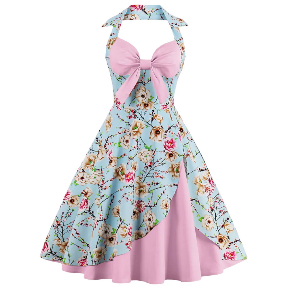 Женское винтажное платье в стиле рокабилли с V образным вырезом|Женские платья| |