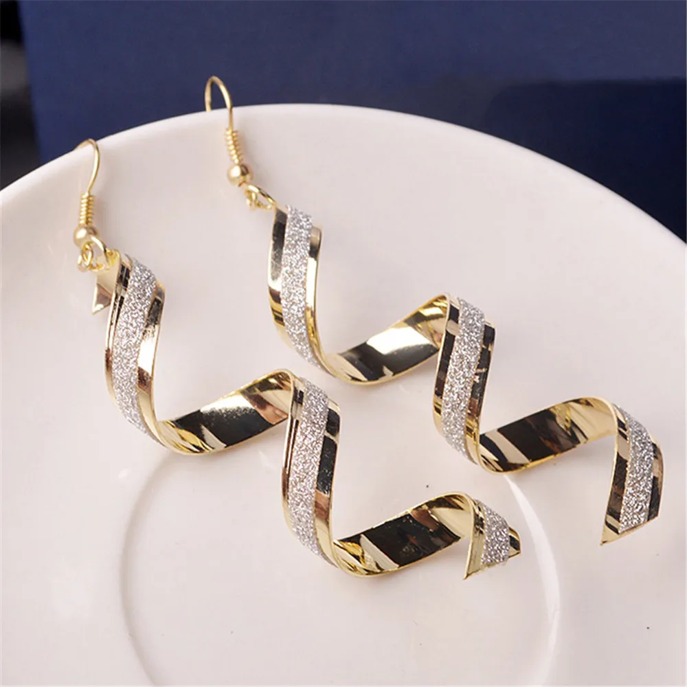 Висячие длинные серьги на спирали для женщин и девушек модное Ювелирное