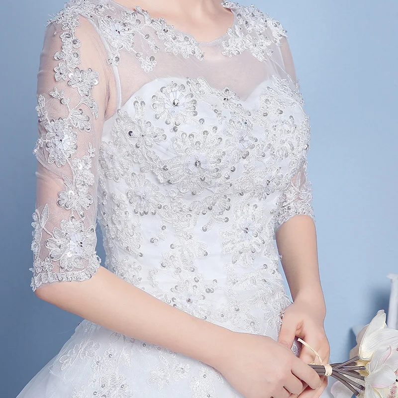Роскошный вышивка с Свадебные платья Новое Vestido de Noiva Casamento кружевное с рукавом до локтя De Mariage