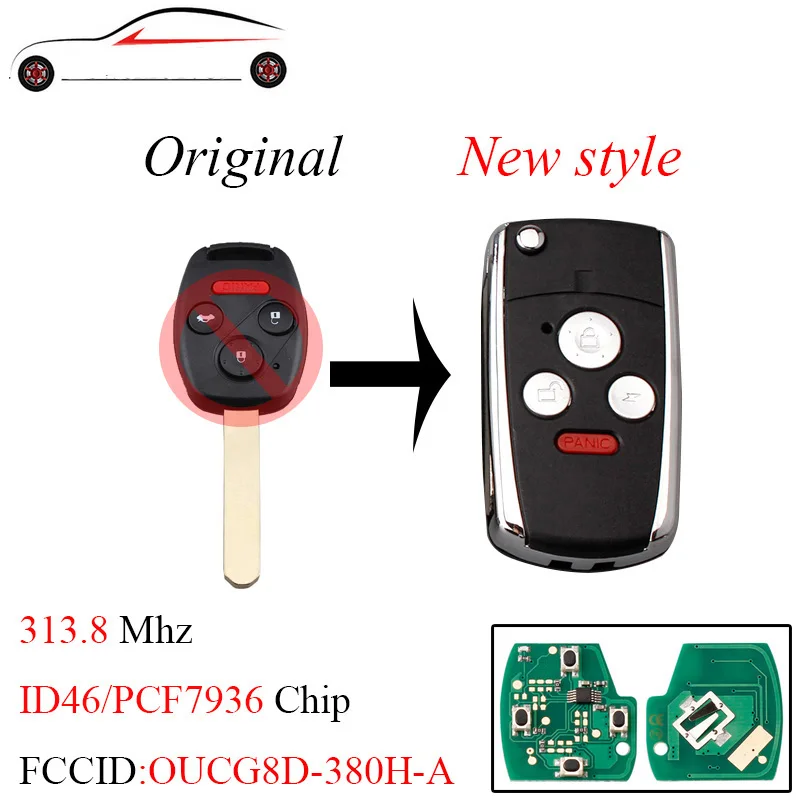GORBIN новый стиль 3 + 1 кнопки дистанционного ключа автомобиля для Honda OUCG8D 380H A 313 8 Mhz