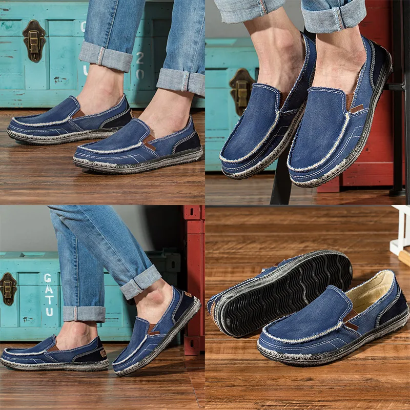 2018 New Men's Loafers Moccasins Men Canvas Shoes Fashion Summer Light Slip On Driving Black Blue Grey Yellow | Обувь