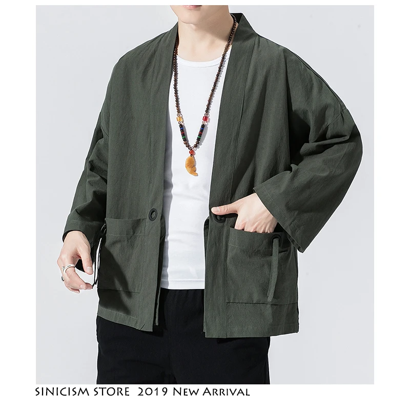 Sinicism Store Мужская Солнцезащитная одежда кимоно повседневные куртки Мужская японская куртка китайский стиль Летняя мужская открытая стежка
