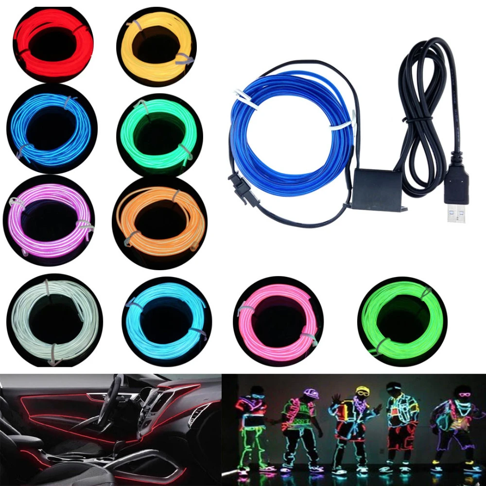 

Неоновый светильник, декоративная лампа для танцев и вечеринок, гибкая Водонепроницаемая LED лента с контроллером, 5 м