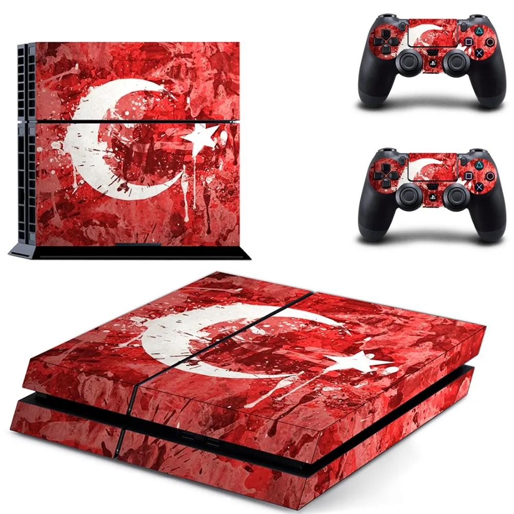 Наклейка на консоль Sony PlayStation 4 и 2 контроллера PS4 | Электроника