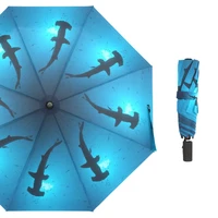 2021 newest scalloped hammerhead sharks umbrella three folding non automatic umbrellas custom lightweight women rain umbrella