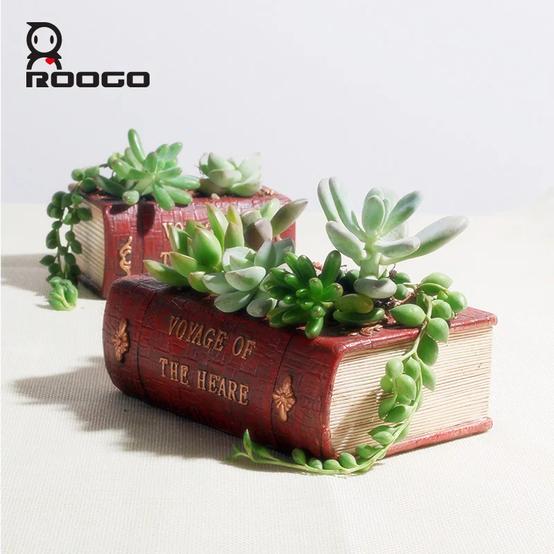 ROOGO Смола Цветочный Горшок форма книги горшки для суккулентов тип Европы восстановление плантатор креативный мини Горшечное растение маленький офис Настольный