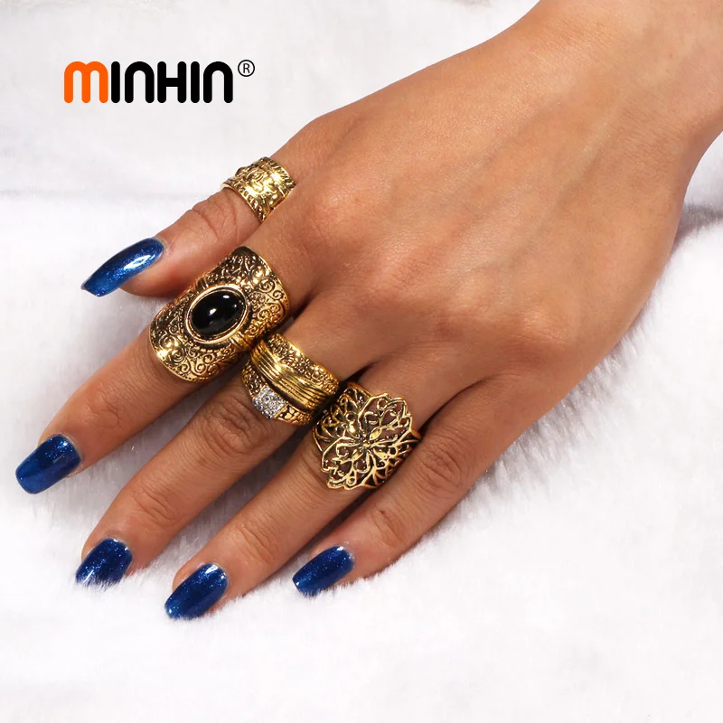 Женское кольцо MINHIN на палец в этническом стиле с геометрическими цветами бохо