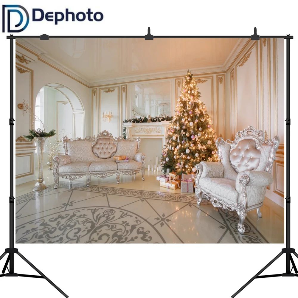 Dephoto кресло с рождественской елкой Роскошная сцена для детской фотосъемки фон