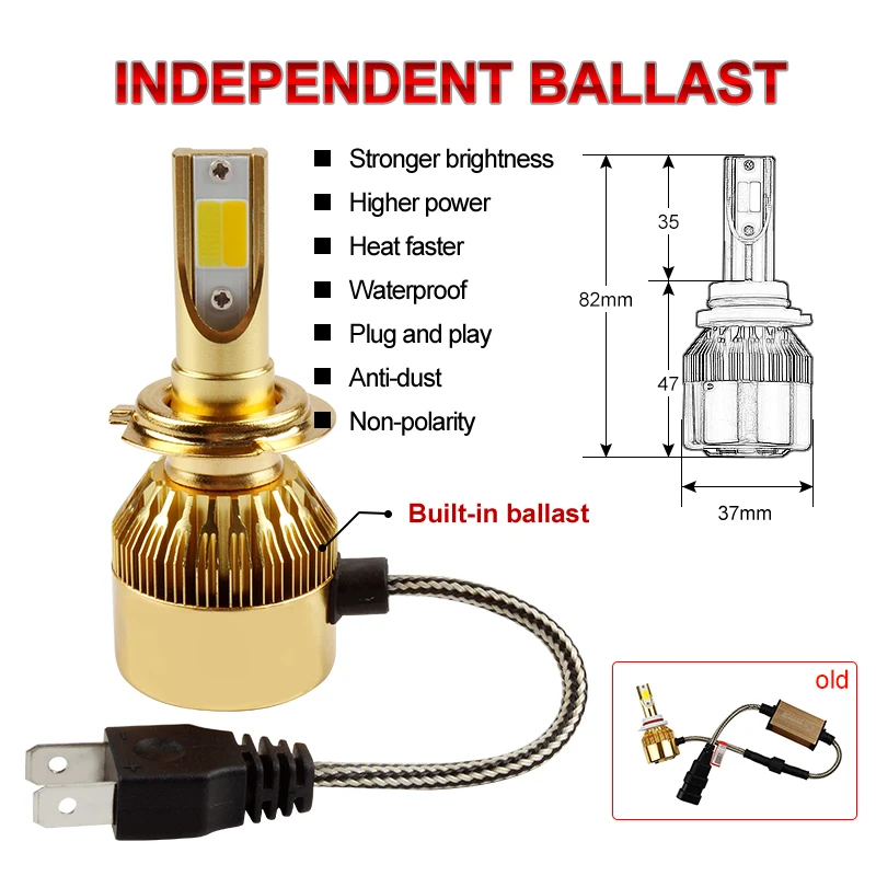 OKEEN двойной цвет H7 LED H4 светодиодные лампы фары H1 H3 H8 H11 3000K 6000K 4800LM Автомобильные