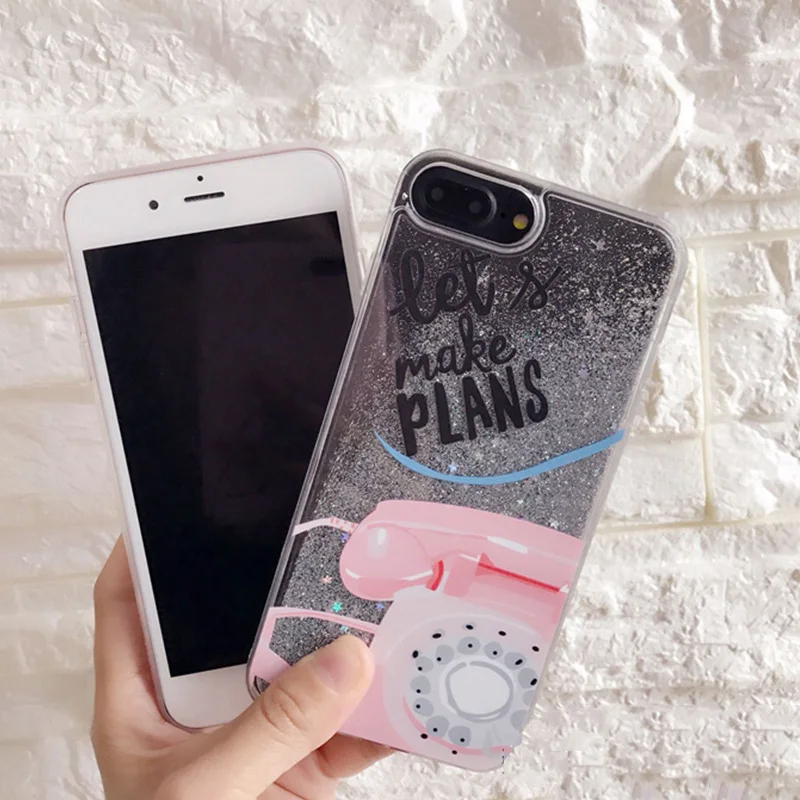 Розовый башня зыбучий песок Жидкий чехол для iPhone X 8 Plus 6 7 корейский модный