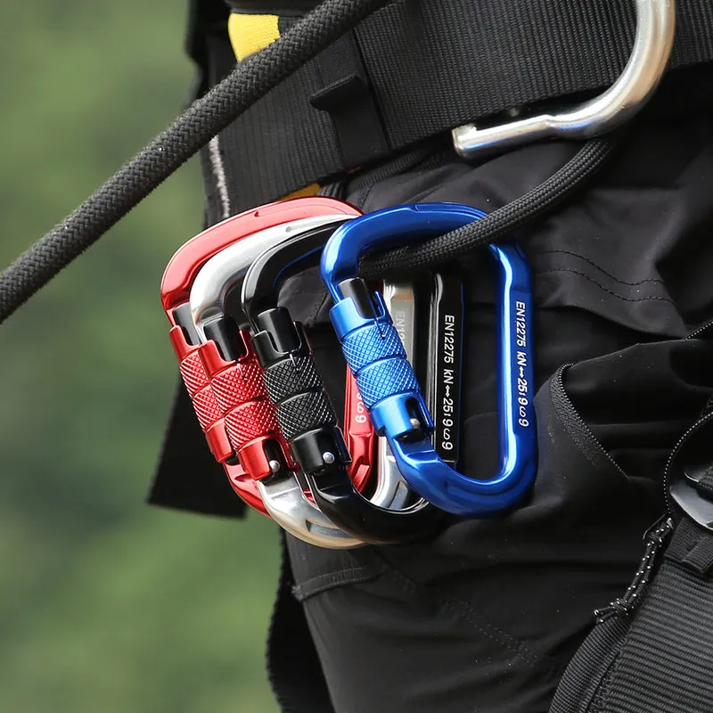 XINDA Outdoor Rock Climbing Carabiner 25KN Safety Connector Lock Aluminum alloy Spring-loaded Gate Buckle Survive Equipment | Спорт и