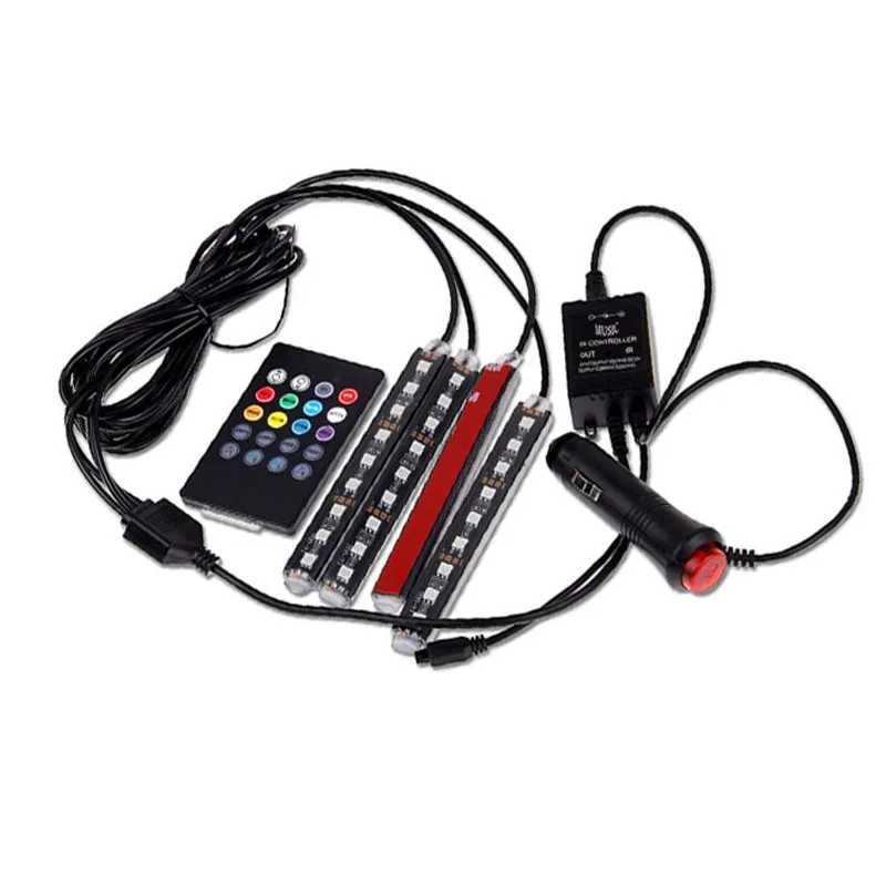 Светодиодная лента RGB для салона автомобиля 4 светодиодный т. 9 светодиодов