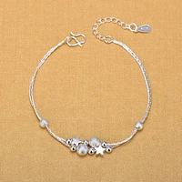 wholesale 2022 vintage fashion silver color matte beads star charm bracelets for women jewelry