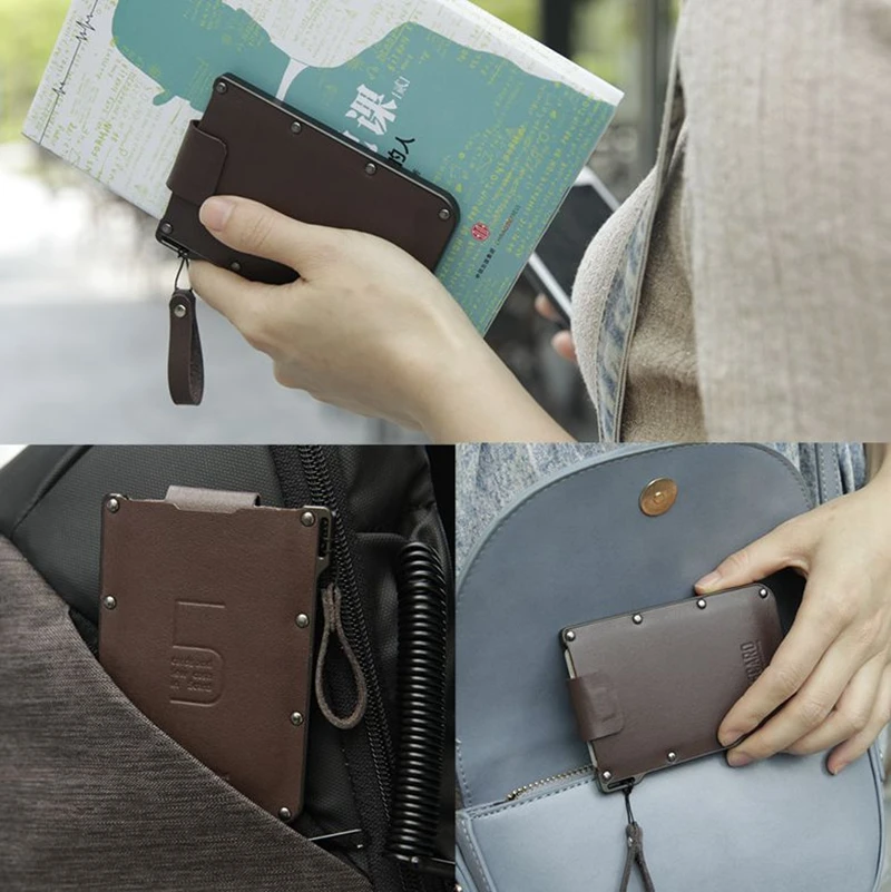 Новое поступление RFID Блокировка кредитный держатель для карт натуральная кожа унисекс бизнес ID Держатели алюминиевая коробка кошельки для карт