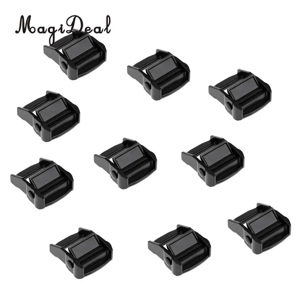MagiDeal, 10 шт., каяк, камера, стягивающийся ремень, багаж, груз, ресницы, рюкзак, ремень, алюминиевая металлическая пряжка, 38 мм, 1,5 дюймов, тумблер, черный