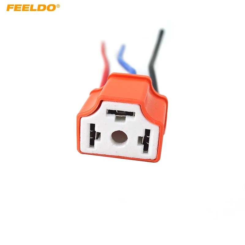 

FEELDO 50Pcs H4 Female Ceramic Headlight Connector Pigtail Plug Adapter Socket #FD-5464